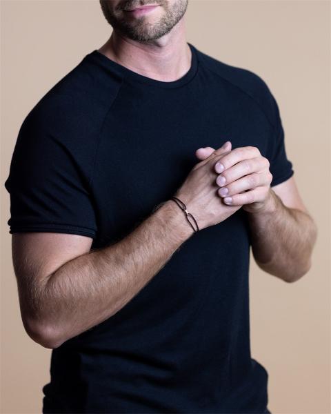 1,5 mm schwarzes Nylonarmband mit einem bronzebeschichteten Unendlichkeitszeichen - Infinity Black Bronze